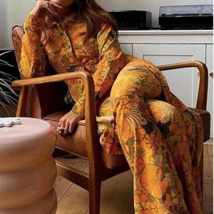 Damson Madder Urban Outfitters Dolly Psychedelic Midi Dress Size 6